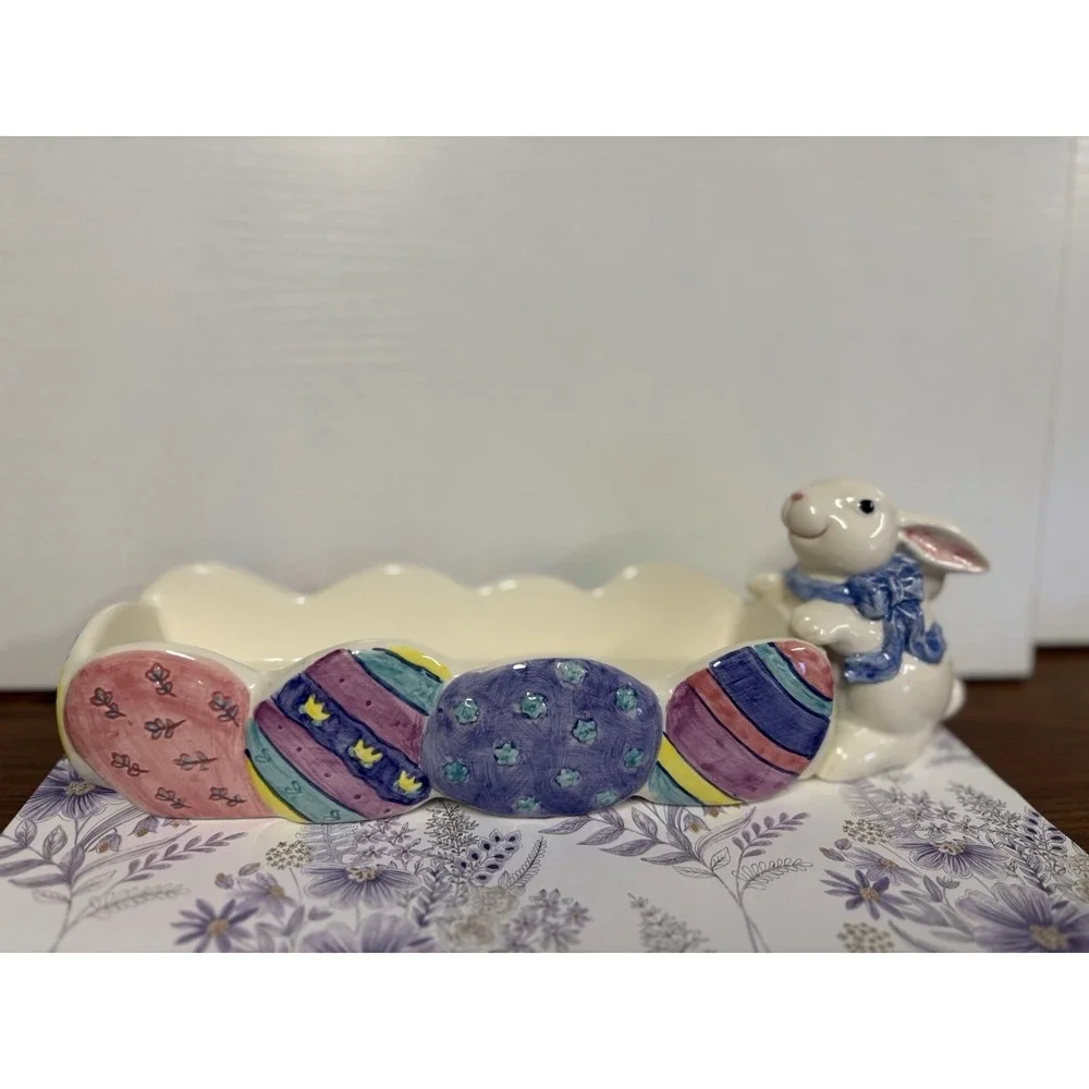 Vintage 1996 Mervyn's Easter Parade Bunny Egg Appetizer‎ Dish